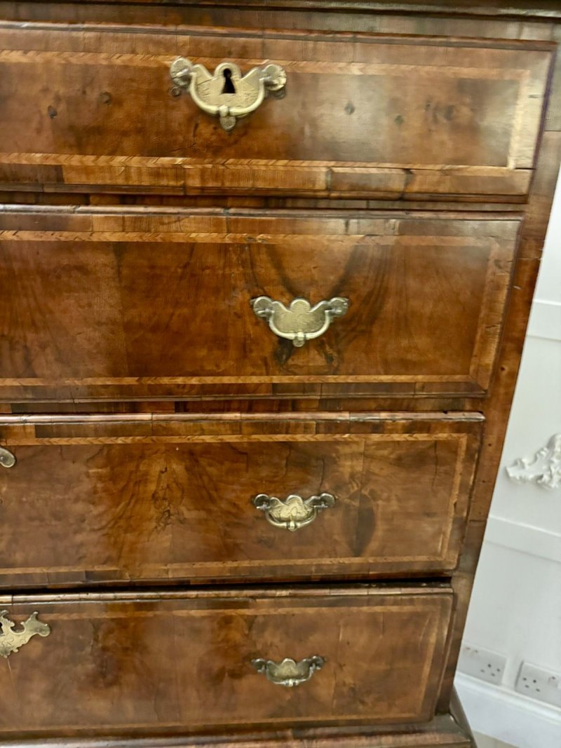 Exceptional Quality Early 18th Century Antique George I Walnut Chest on Stand